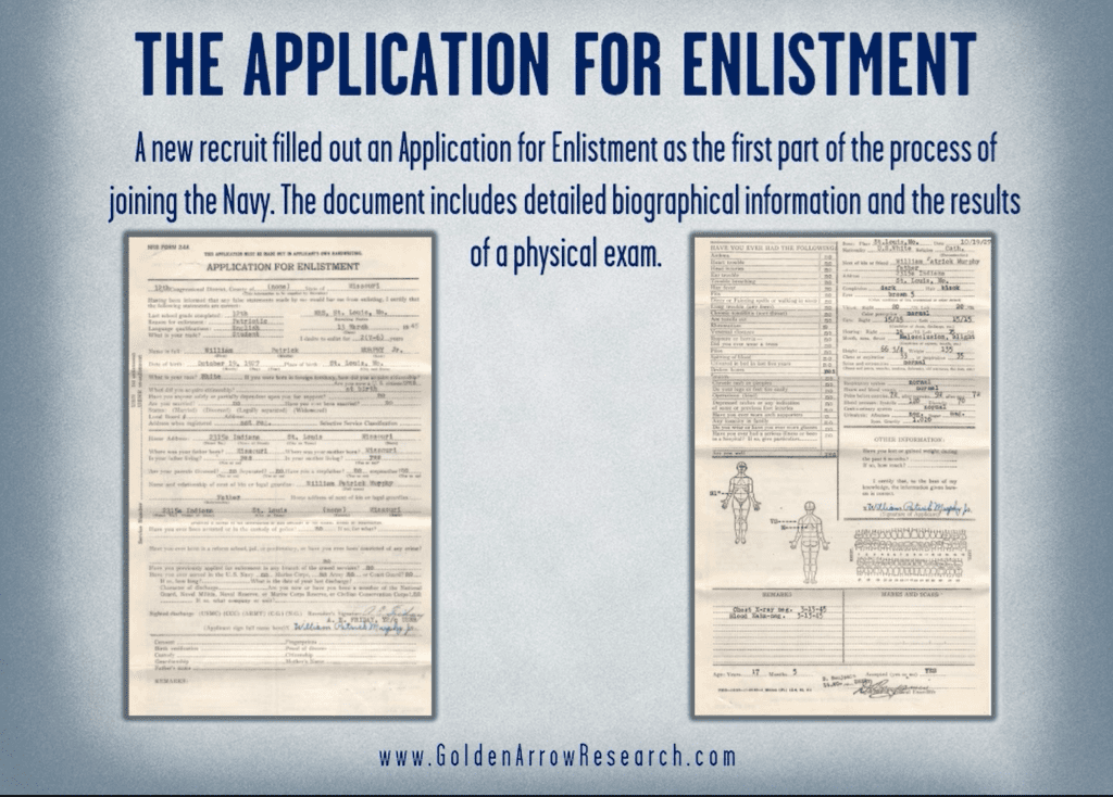 WWII Navy veteran official military personnel file OMPF application for enlistment 