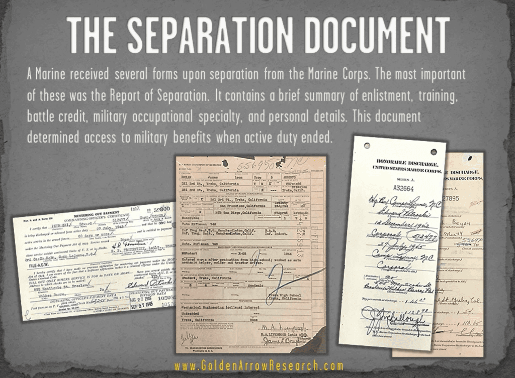 USMC OMPF military record report of separation veteran service records at NARA NPRC official military personnel file archival research