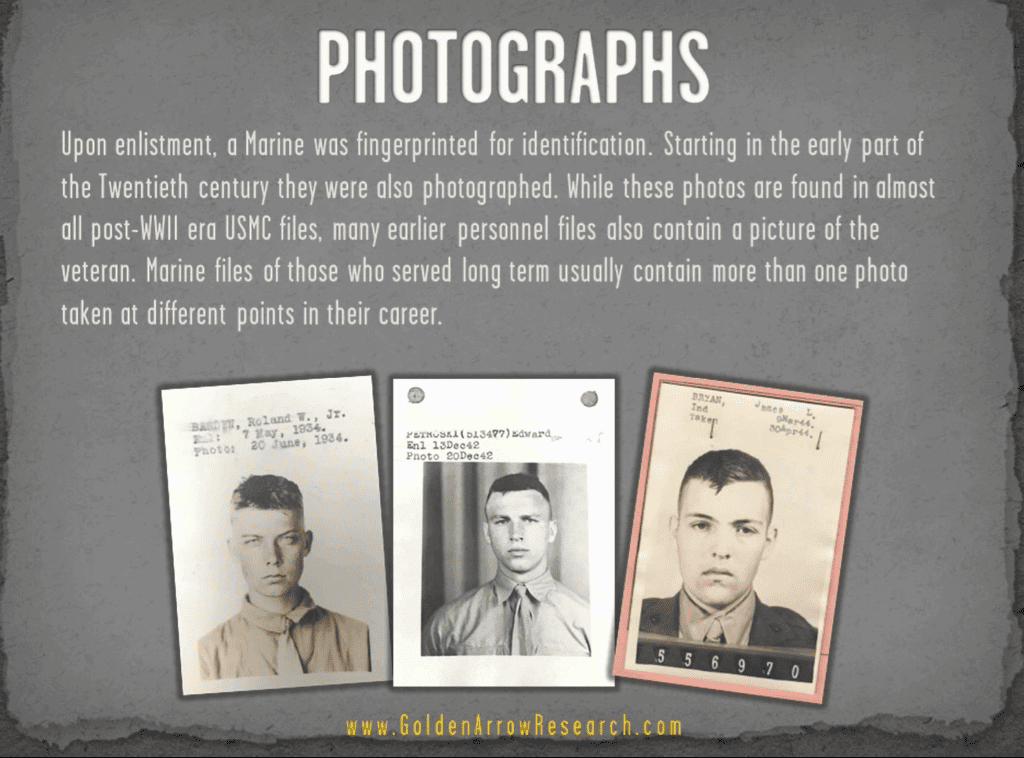 USMC OMPF historical photos of individual marines enlistment photo military record archival research NPRC 